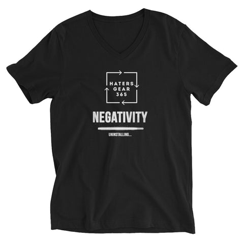 Unisex Short Sleeve V-Neck T-Shirt (Negativity uninstalling)